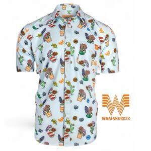 WHATABURGER Mens Pearlsnap Texas ButtonUp shirt Alloverprint Whimsy